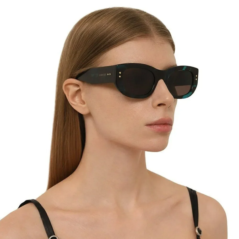 NEW Gucci GG1215S 001 Havana Grey Rectangle Unisex Sunglasses GG 1215S